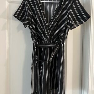 Black and White Striped Romper
